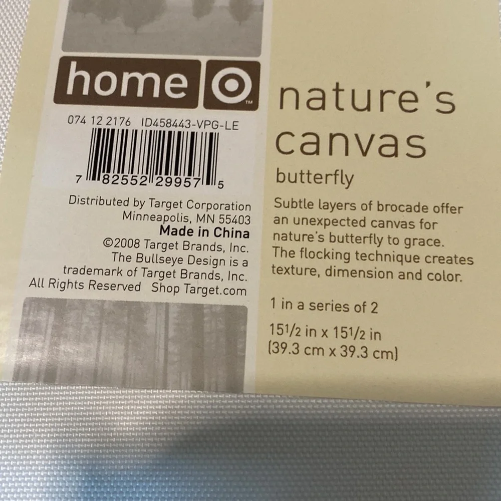 NWT Natures Canvas Felt Butterfly on Framed Scroll Print Canvas